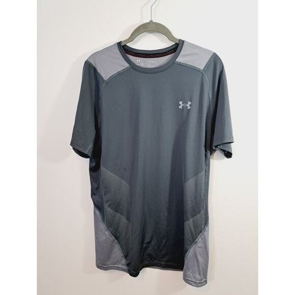 Under Armour Heat Gear Men's Size Medium Short Sleeve Shirt Gray Athletic - Picture 1 of 4